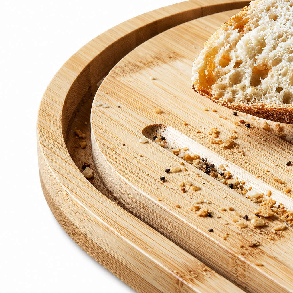 Navaris Brotkasten oval mit Bambusdeckel Schneidebrett Brotbox Küche 34 cm