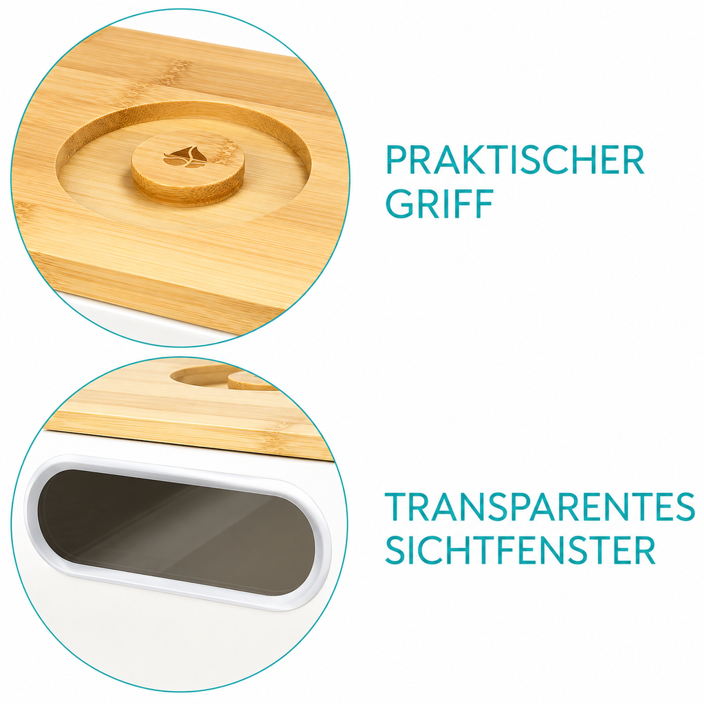 Navaris Brotkasten oval mit Bambusdeckel Schneidebrett Brotbox Küche 34 cm