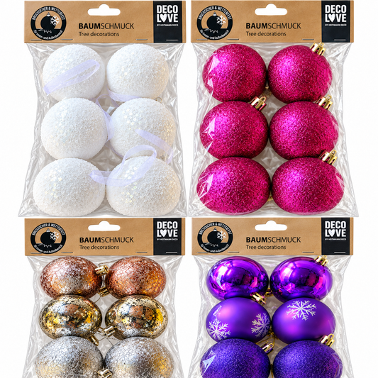 HEITMANN DECO Weihnachtskugeln 6er Set Baumschmuck Christbaumkugeln Farbwahl