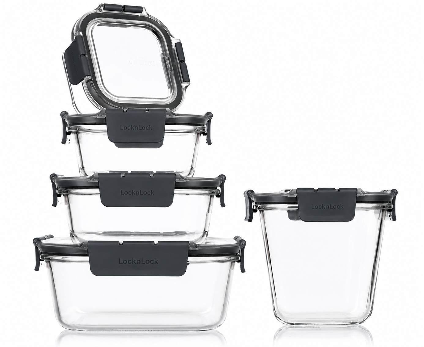 LocknLock 5 Frischhaltedosen Borosilikatglas Tritan Deckel 3,9L B-Ware