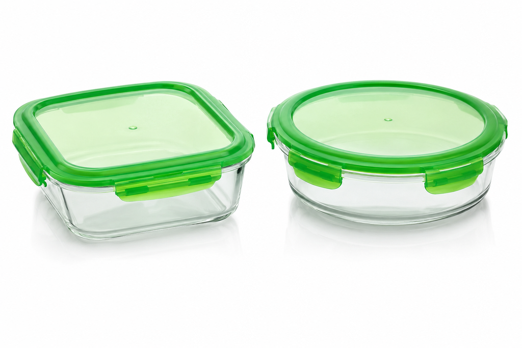 LocknLock 2 Ofenformen aus Borosilikatglas rund 1,6L und quadratisch 1,8L