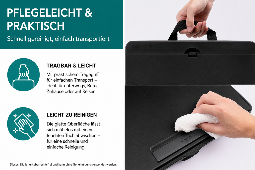 Navaris Laptopkissen Bett Couch Laptopständer Knietablett Stauraum Mauspad Schwarz 15,6 Zoll