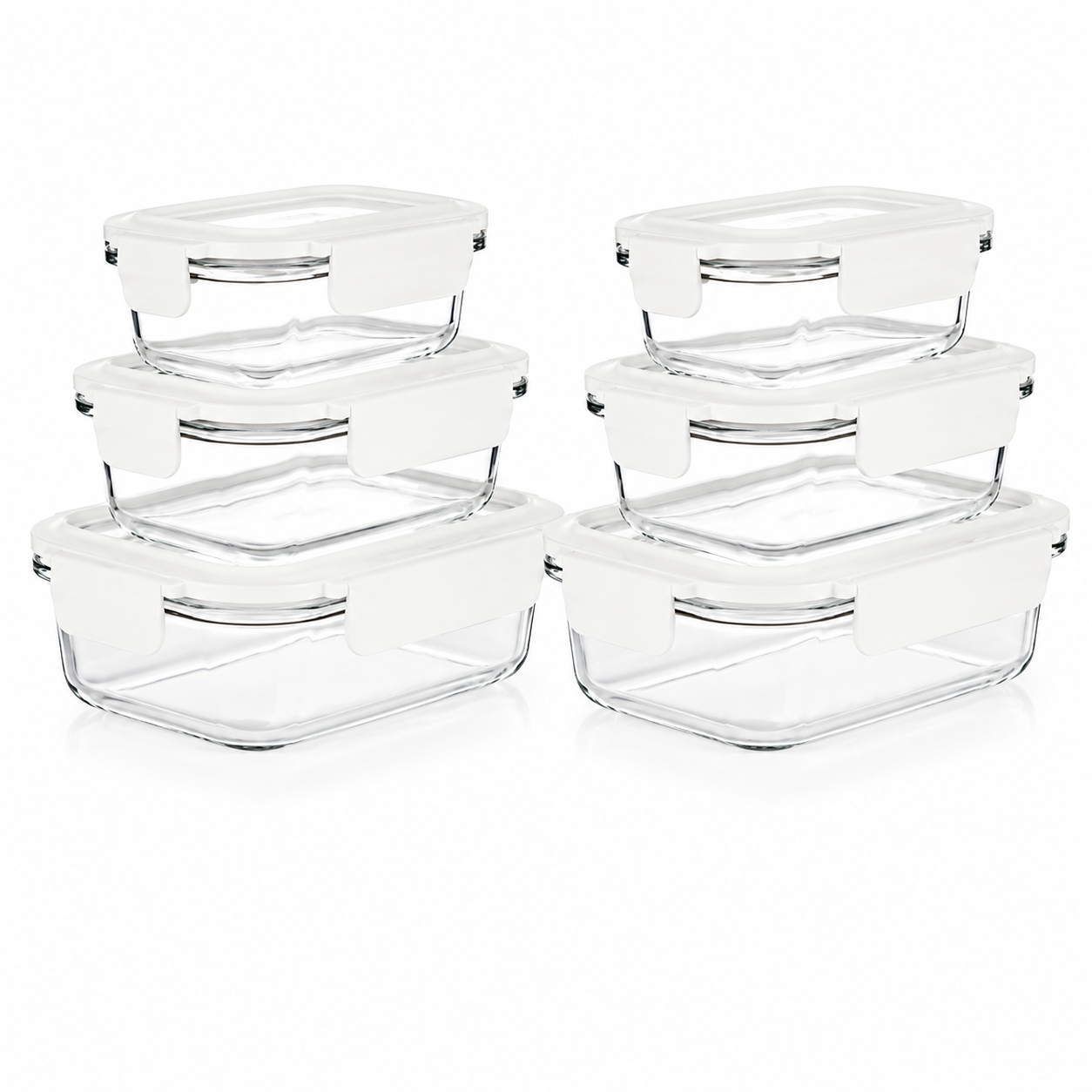 LocknLock 6 Frischhaltedosen Glasdeckel 380ml-1L Vorratsdosen 4L