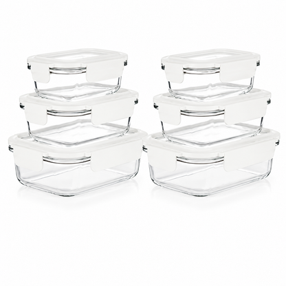 LocknLock 6 Frischhaltedosen Glasdeckel 380ml-1L Vorratsdosen 4L
