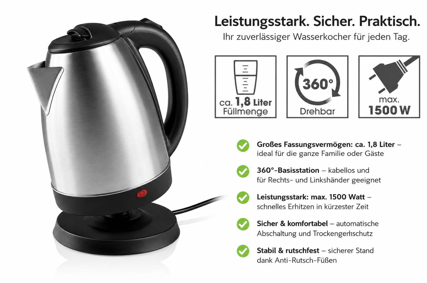 GOURMETMAXX WASSERKOCHER GOURMETmaxx 1,8 L