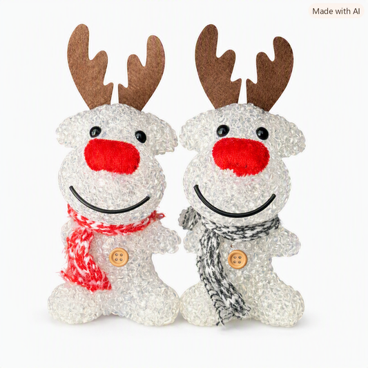 HEITMANN DECO LED Elch Weiß Rentier Weihnachtsfigur Weihnachtsdeko mit Schal