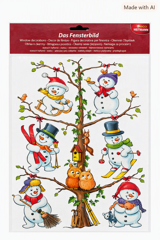 HEITMANN DECO Fensterbild Schneemänner Winter Weihnachten statisch haftend Deko