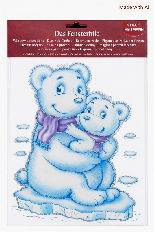 HEITMANN DECO Fensterbild Eisbären Eisbär Baby Winter Glitzer statisch haftend