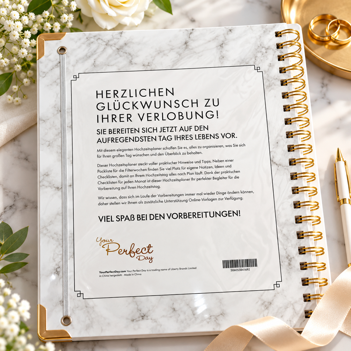 Hochzeitsplaner Buch B4 Wedding Planner Hochzeit Organizer Marmor Gold Deutsch
