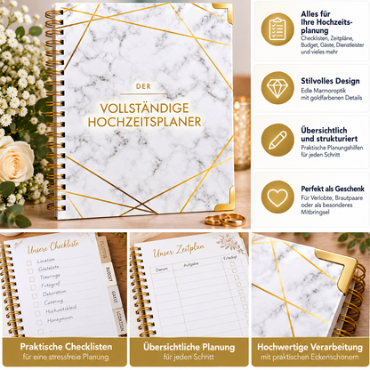 Hochzeitsplaner Buch B4 Wedding Planner Hochzeit Organizer Marmor Gold Deutsch