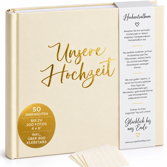 Hochzeitsalbum Fotoalbum 33x33cm Ivory Gold 50 Seiten 200 Fotos Scrapbook