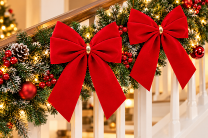 HEITMANN DECO 2er Set Außenschleife Rot Samt Dekoschleife Weihnachtsdeko