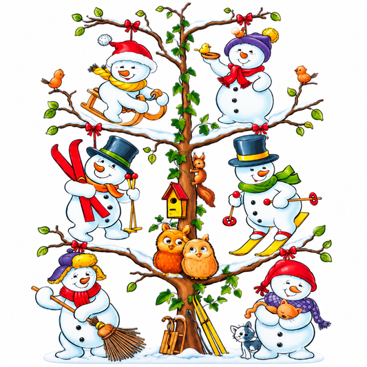 HEITMANN DECO Fensterbild Schneemänner Weihnachten statisch haftend Fenstersticker