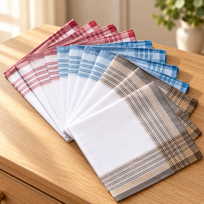 JEMIDI 12 Herren Stofftaschentücher 100% Baumwolle 40x40 cm Taschentücher Set