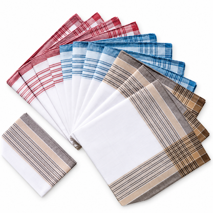 JEMIDI 12 Herren Stofftaschentücher 100% Baumwolle 40x40 cm Taschentücher Set