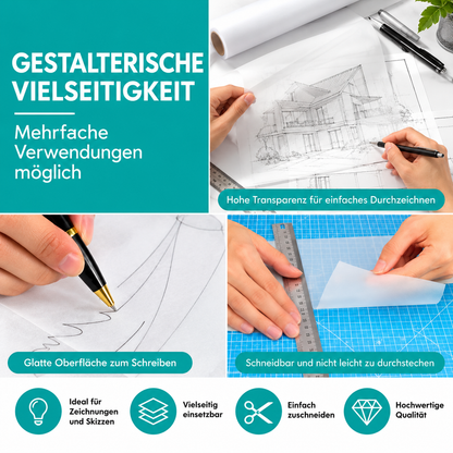 Tritart Transparentpapier Rolle 70cm x 25m 50g Pauspapier Schnittmusterpapier