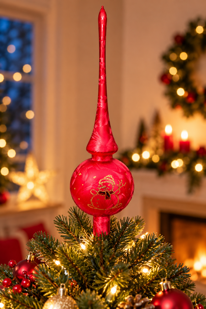 HEITMANN DECO Christbaumspitze Glas Fuchsia Gold mundgeblasen Weihnachtsbaum
