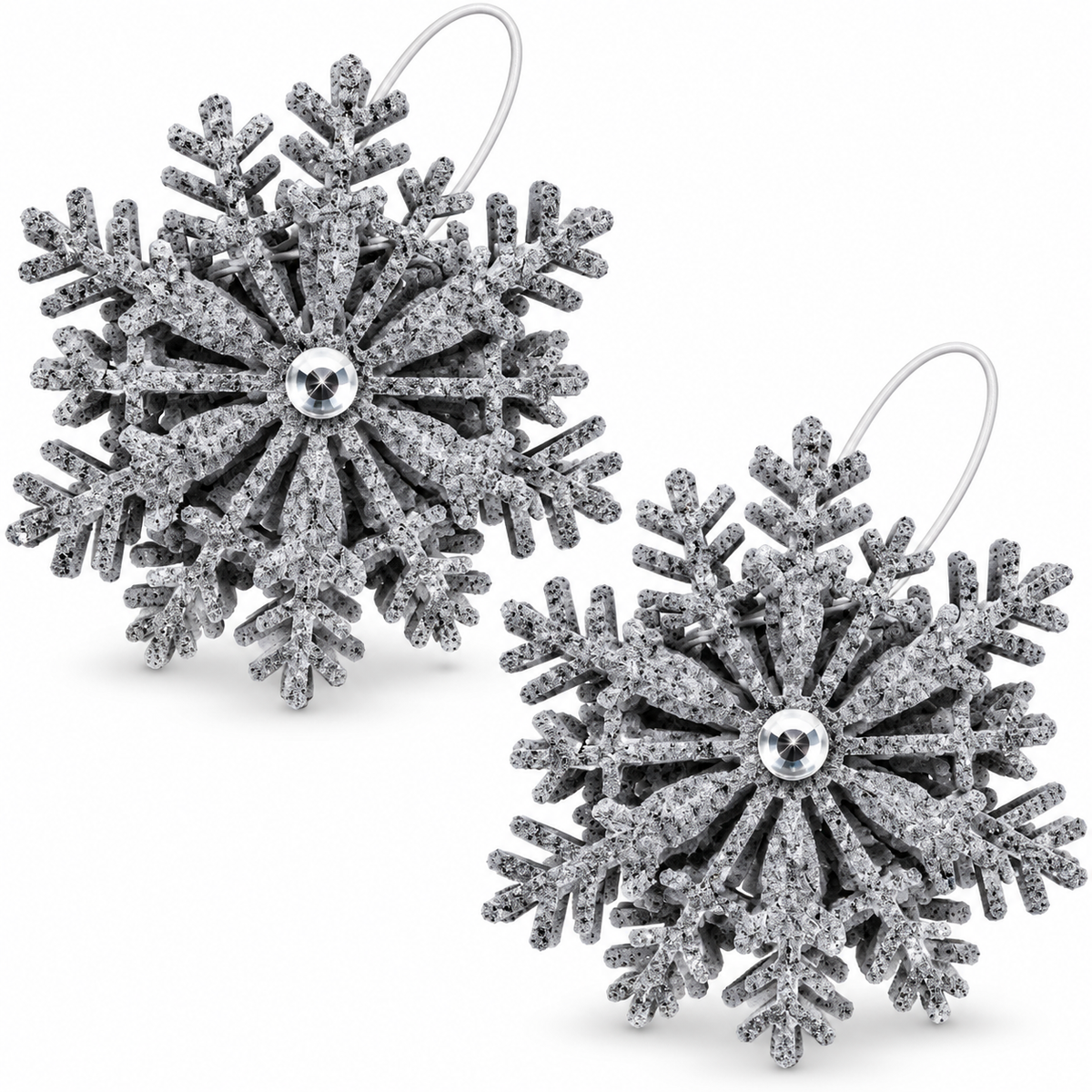 HEITMANN DECO 4x Schneeflocken Christbaumschmuck Silber Grau Weihnachtsanhänger