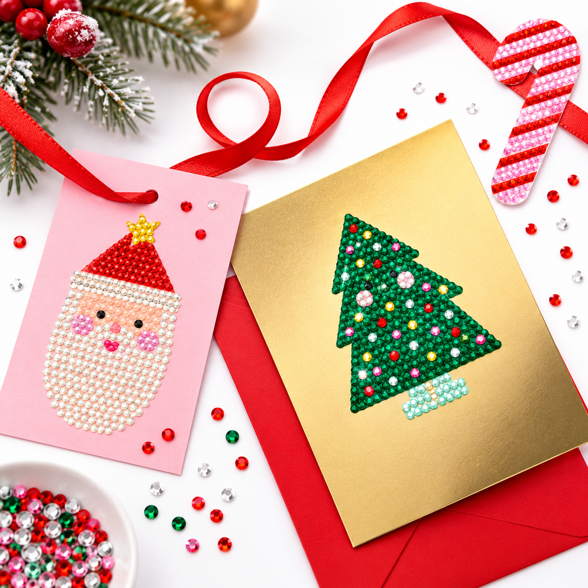 folia 31805 Diamond Painting Weihnachten 6 Sticker 1100 Glitzersteine Bastelset