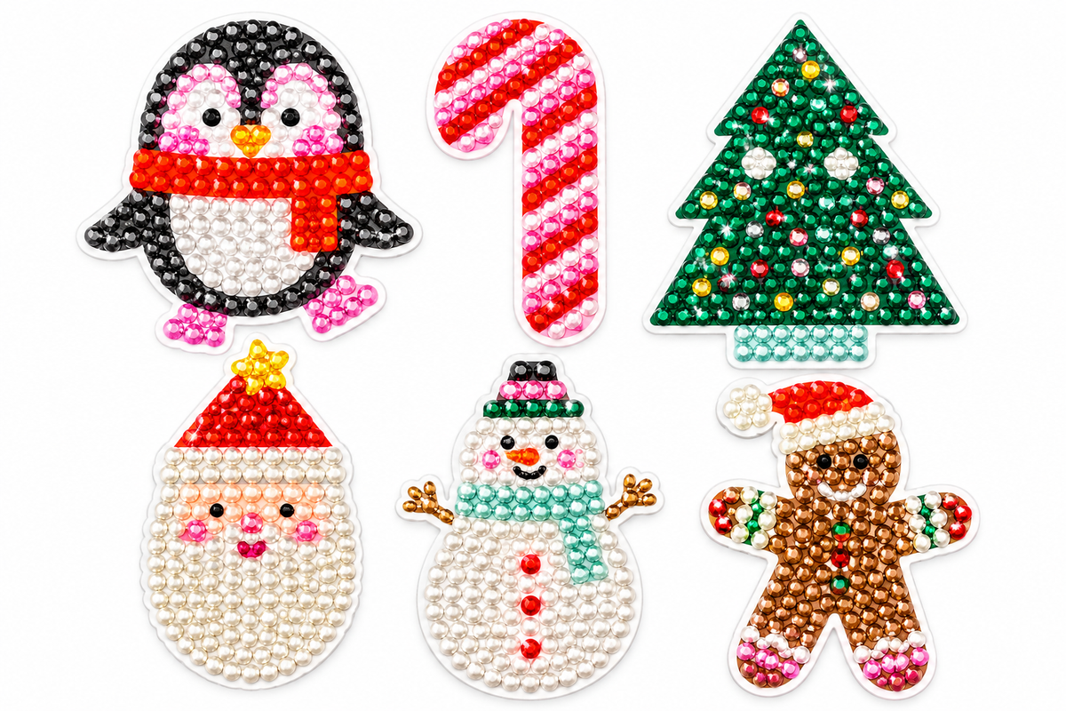 folia 31805 Diamond Painting Weihnachten 6 Sticker 1100 Glitzersteine Bastelset