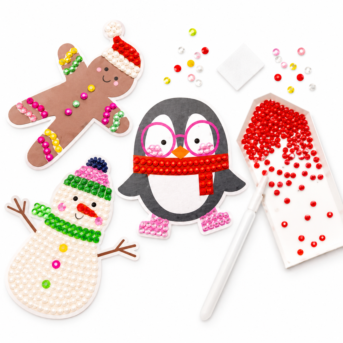 folia 31805 Diamond Painting Weihnachten 6 Sticker 1100 Glitzersteine Bastelset