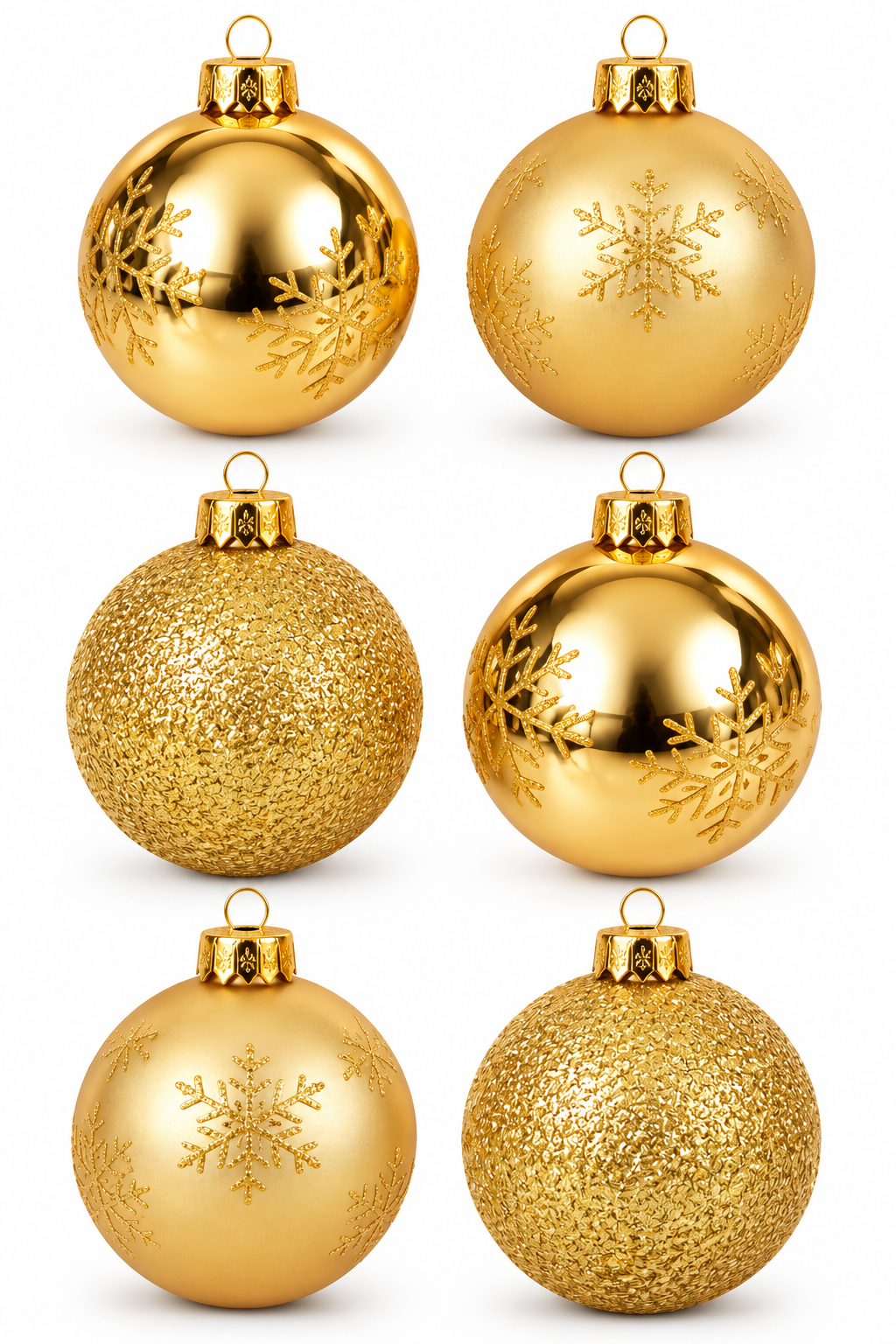 HEITMANN DECO 6er Set Weihnachtskugeln Gold Glitzer Schneeflocken Baumschmuck