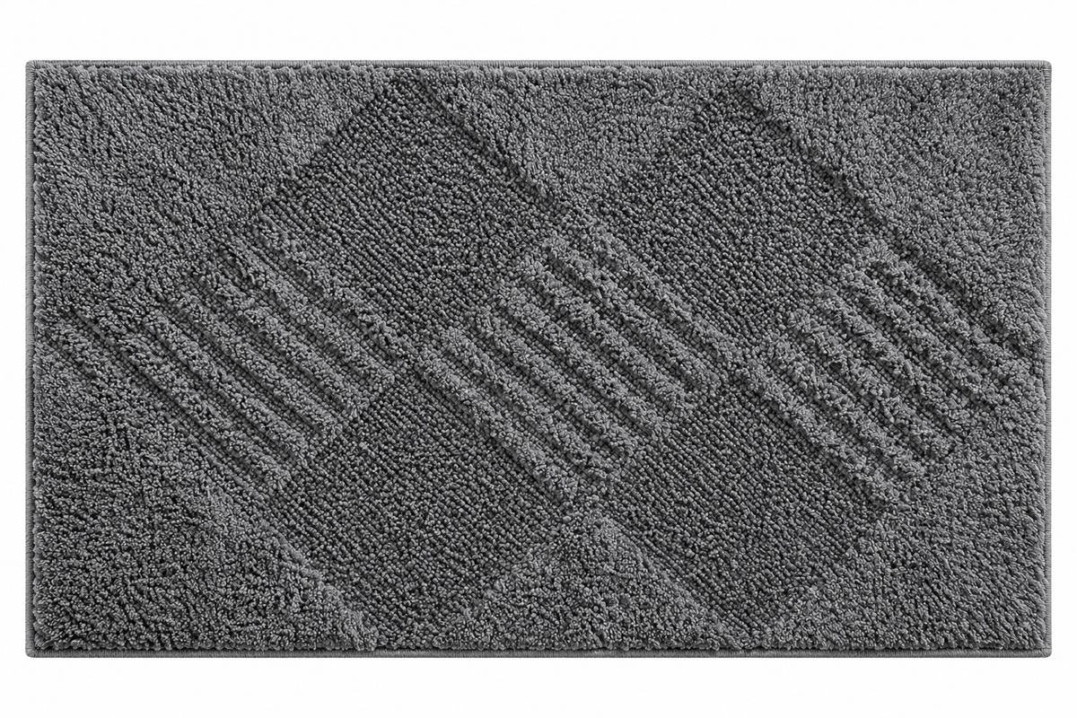 JEMIDI Badvorleger 80x50 cm Grau Baumwolle Badematte rutschfest Badteppich