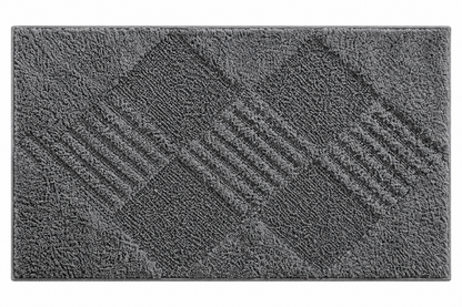 JEMIDI Badvorleger 80x50 cm Grau Baumwolle Badematte rutschfest Badteppich