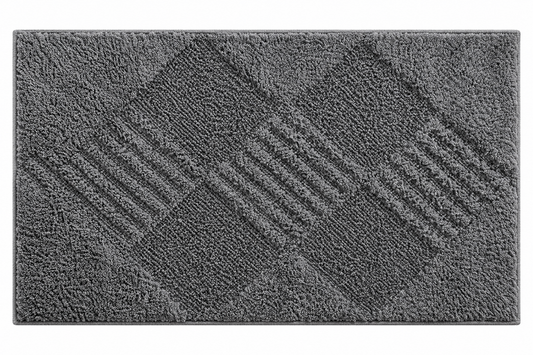 JEMIDI Badvorleger 80x50 cm Grau Baumwolle Badematte rutschfest Badteppich