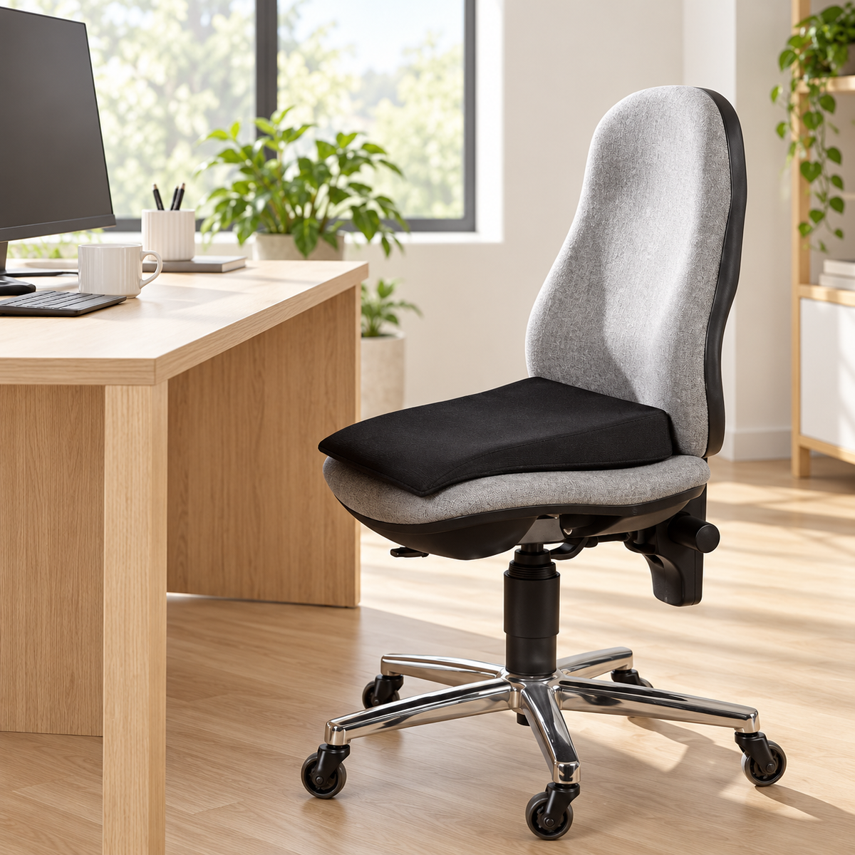 Keilkissen Sitzkissen 37x37x8 cm Schwarz Büro Auto Verbundschaum Bezug waschbar