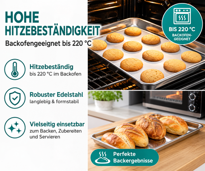 Navaris Edelstahl Backblech 3er Set Auflaufformen Ofenbleche Backformen