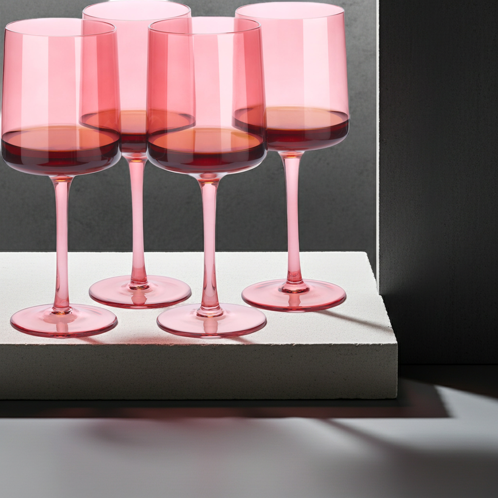 Navaris rosa getönte Weingläser 4er-Set - Farbige Weingläser mit Stiel - Stilvolle Design-Glaswaren zum Servieren von Wein Cocktails Desserts