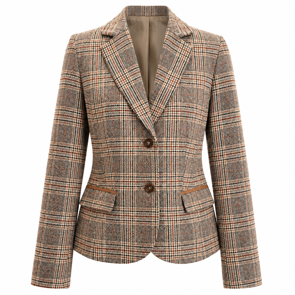 Damen Blazer Sakko Glencheck Karo Wolle Ellbogenpatches Business versch. Gr.