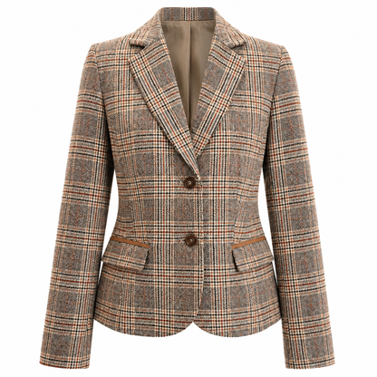 Damen Blazer Sakko Glencheck Karo Wolle Ellbogenpatches Business versch. Gr.