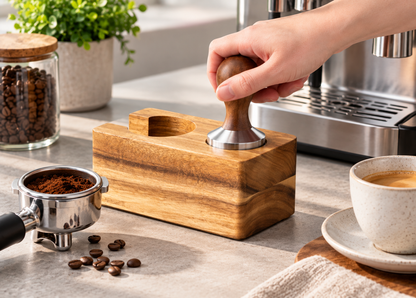 Navaris Tamperstation 51mm Akazienholz Tamperhalter Siebträger Barista