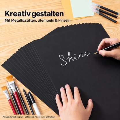 TRITART Fotokarton A3 Schwarz 300 g/m² 60 Blatt Bastelkarton voll durchgefärbt