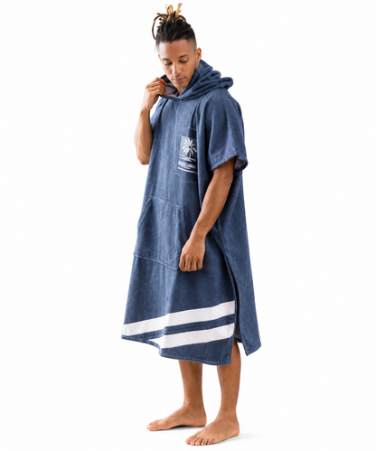 HOMELEVEL Badeponcho Unisex Surf Poncho Kapuze Baumwolle Strand Sauna One Size
