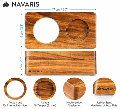 Navaris Tamperstation 51mm Akazienholz Tamperhalter Siebträger Barista