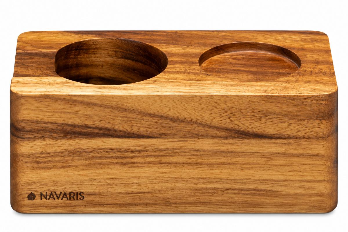 Navaris Tamperstation 51mm Akazienholz Tamperhalter Siebträger Barista