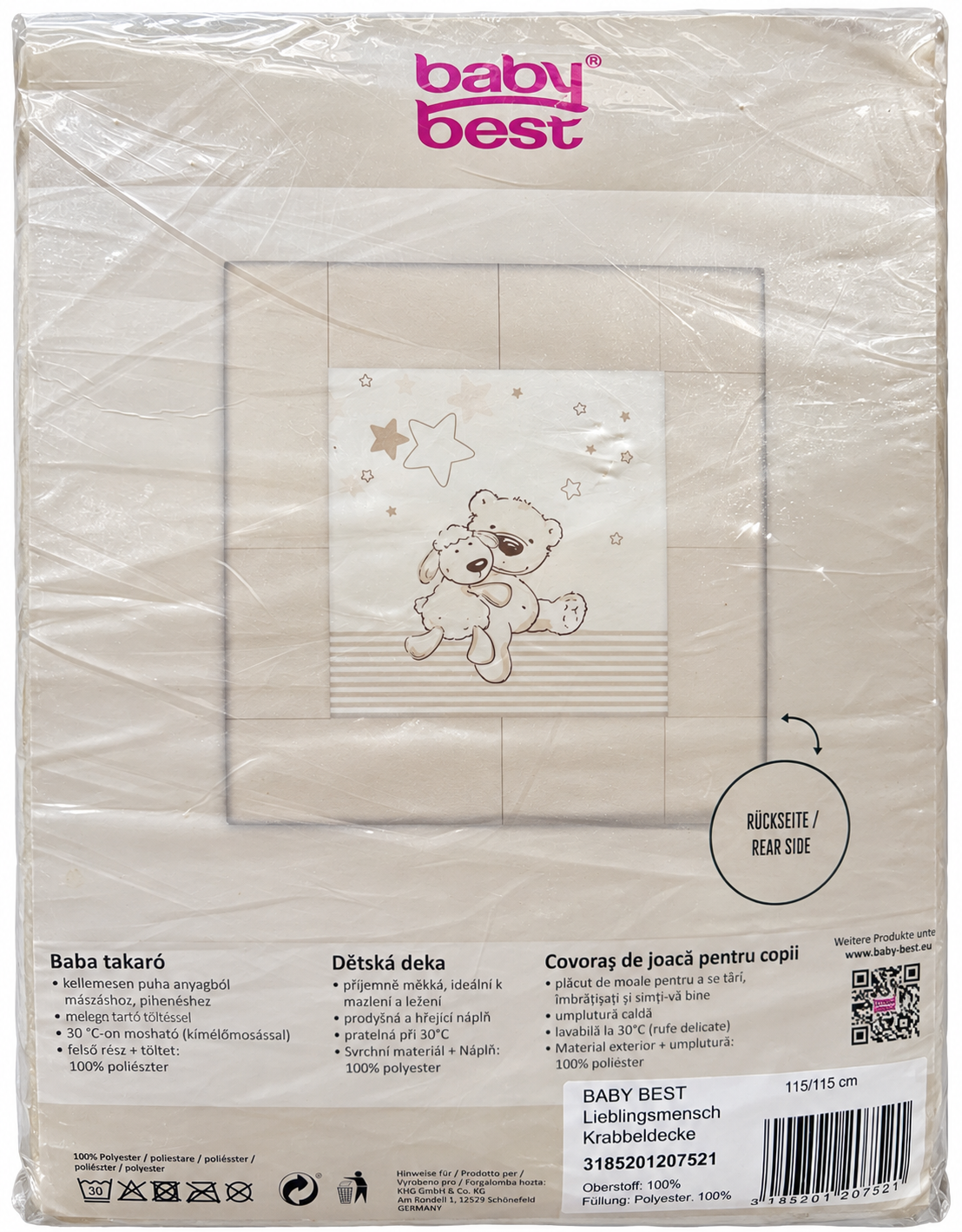 Herding baby best Krabbeldecke 115x115 cm Lieblingsmensch Teddy Babydecke