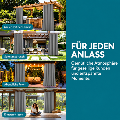 JEMIDI Outdoor Vorhang 210x260 cm Anthrazit wasserdicht Ösen Balkon Terrasse