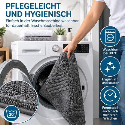JEMIDI Badvorleger 80x50 cm Grau Baumwolle Badematte rutschfest Badteppich