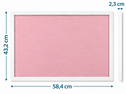 Navaris Memoboard Pinnwand 58x43 cm Leinen Stoff Pinnwand Weiß Rosa inkl. Pins
