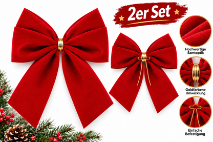 HEITMANN DECO 2er Set Außenschleife Rot Samt Dekoschleife Weihnachtsdeko