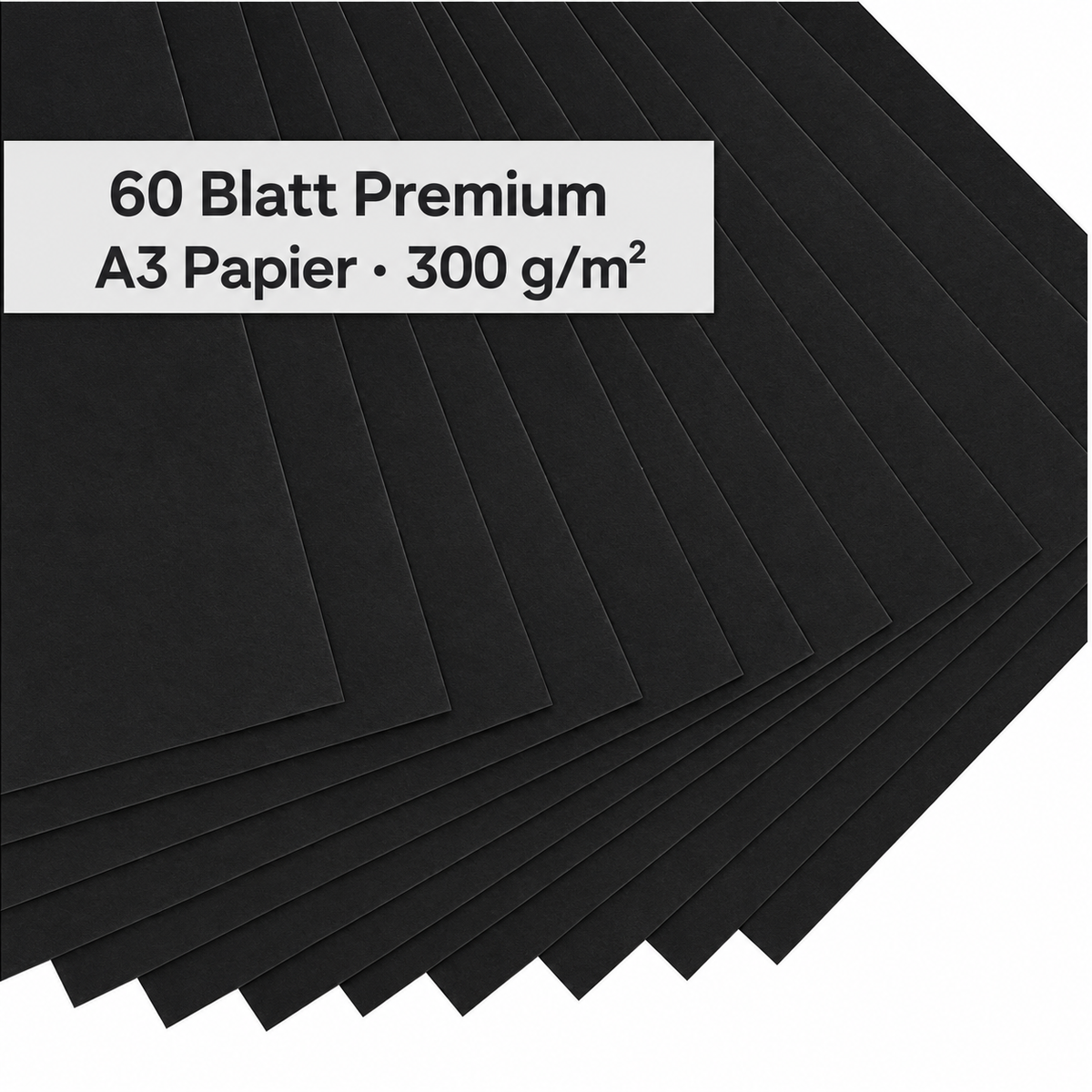 TRITART Fotokarton A3 Schwarz 300 g/m² 60 Blatt Bastelkarton voll durchgefärbt
