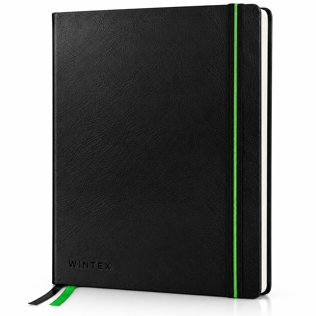 WINTEX Notizbuch DIN A4 Kariert 96 Seiten Hardcover Kunstleder Organizer Schwarz