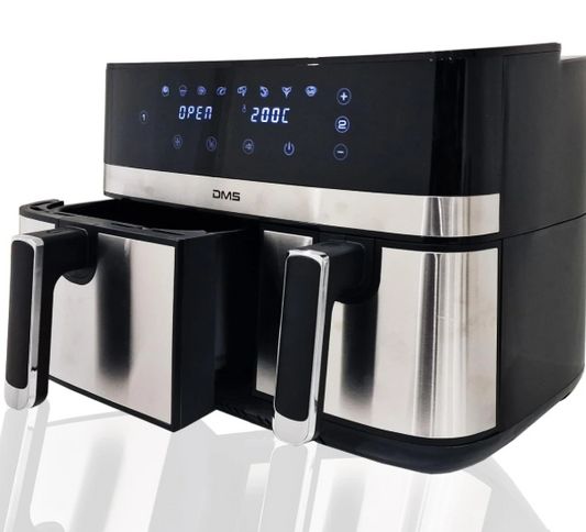 DMS 10L Heißluftfritteuse Doppelkammer Airfryer Dual Zone 6+4L XXL