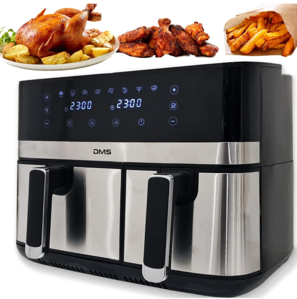 DMS 10L Heißluftfritteuse Doppelkammer Airfryer Dual Zone 6+4L XXL