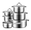 DMS® Edelstahl Topfset 11-teilig mit Glasdeckel, Induktion Kochtopf Kochgeschirr