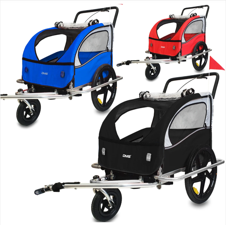 DMS® Fahrradanhänger 2in1 Kinderanhänger Fahrrad Anhänger Jogger Radanhänger